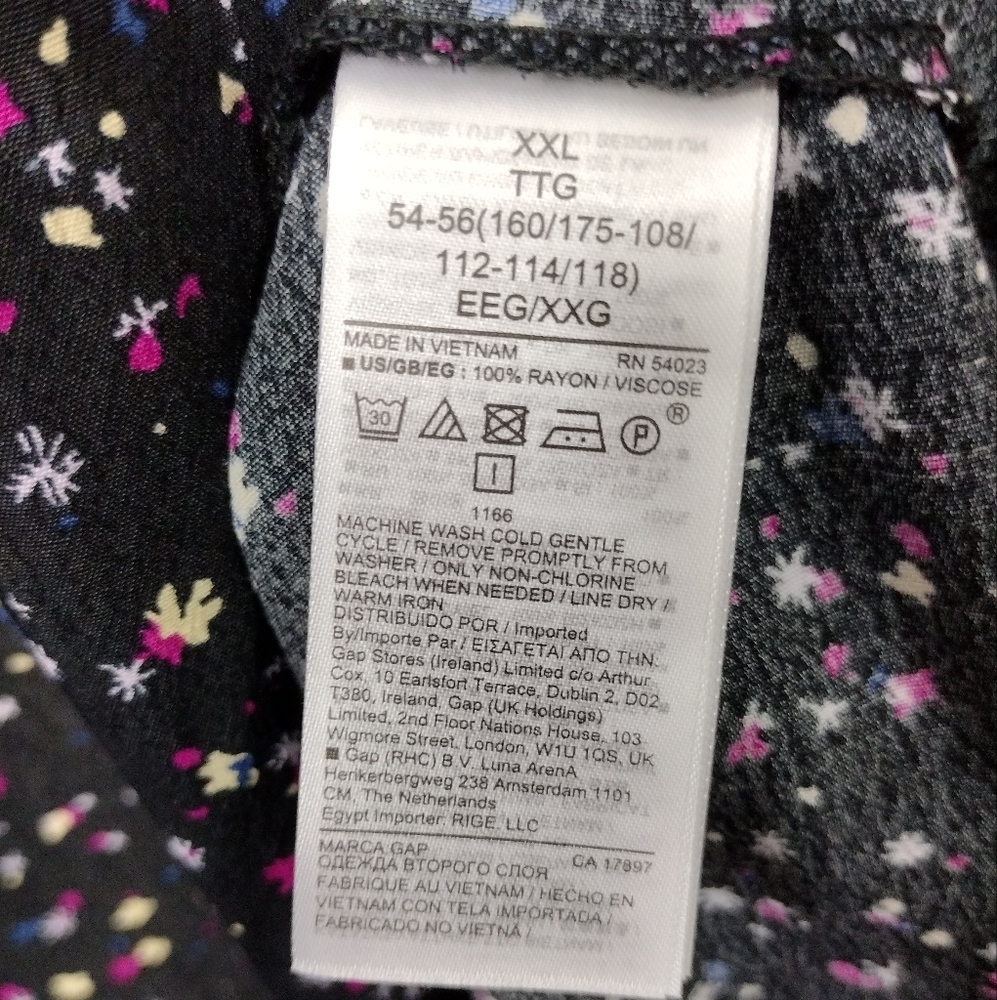 Gap Flounce Hem Dress Women's XXL Black Cottagecore Peasant Retro 90s Y2K - Picture 10 of 10